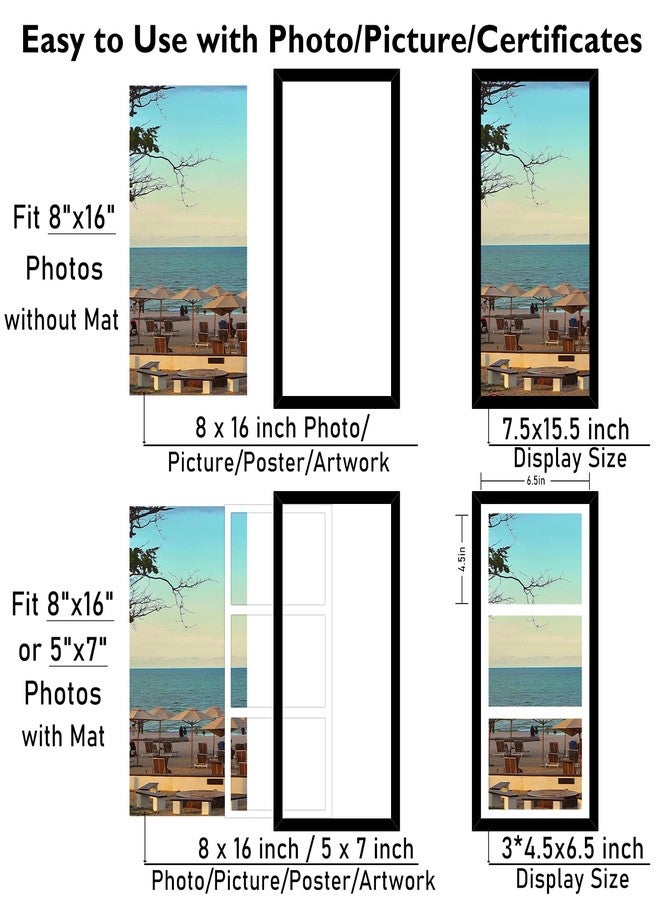 JCJMY 8x16 Picture Frame, 5x7 Collage Picture Frame, Display 3 Pcs 5x7 Photos or 8x16 Picture, 3 Opening 5x7 Collage Frame for Wall Hanging or Tabletop, Lightweight 5 x 7 Multi Photo Frame, Black - Image 3